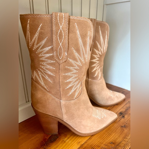 Marc Fisher Starburst Leather Cowboy Boots Cowgirl Boots Western Southwestern - Picture 2 of 10